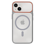 Avizar Coque MagSafe pour iPhone 13 / 14 Dos Fumé avec Cadre en Silicone Renforcée Gris