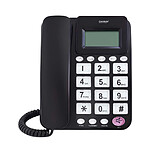 Avizar Téléphone Fixe Filaire avec Mains libres / Clavier Grandes Touches / Écran LCD Noir