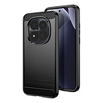 Avizar Coque pour Redmi Note 15 Pro Plus en Silicone Effet Carbone Texture Brossée Noir