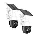 Daewoo - Pack de 2 Caméras de surveillance sans fil autonomes W512MW - Livrées avec panneau solaire - Détection de mouvement et Vision nocturne