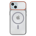 Avizar Coque MagSafe pour iPhone 15 Dos Fumé avec Cadre en Silicone Renforcée Gris