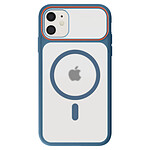 Avizar Coque MagSafe pour iPhone 11 Dos Fumé avec Cadre en Silicone Renforcée Bleu