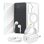 Mayaxess Pack Essentiel pour Galaxy S25 FE Coque, Verre, Chargeur, Écouteurs (5 pièces) Transparent