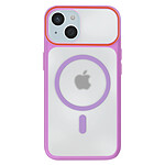 Avizar Coque MagSafe pour iPhone 15 Dos Fumé avec Cadre en Silicone Renforcée Violet
