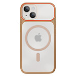 Avizar Coque MagSafe pour iPhone 15 Plus / 14 Plus Dos Rigide avec Cadre en Silicone Marron