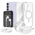Mayaxess Pack Complet pour Galaxy S25 FE Coque, Verre, Chargeur, Batterie Externe, Écouteurs (6 pièces) Transparent