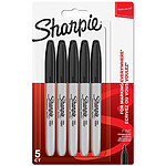 SHARPIE Blister de 5 marqueurs pointe fine noir 0,9mm SHARPIE Blister de 5 marqueurs pointe fine noir 0,9mm