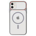 Avizar Coque MagSafe pour iPhone 11 Dos Fumé avec Cadre en Silicone Renforcée Gris