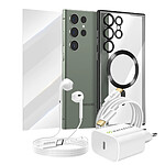 Mayaxess Pack Essentiel pour Galaxy S23 Ultra Coque, Film, Chargeur, Écouteurs (5 pièces) Noir