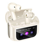 Hoko Écouteurs sans Fil Bluetooth 5.4 ANC / ENC Étui de Charge avec Écran LED Tactile Blanc