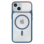 Avizar Coque MagSafe pour iPhone 15 Dos Fumé avec Cadre en Silicone Renforcée Bleu