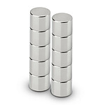 MAUL Aimant néodyme en forme de pastille, 10 mm, argent