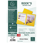 EXACOMPTA Paquet 25 chemises Double Poche ROCK''S 210 double A4 ou A3 - 24x32cm Jaune citron