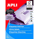 APLI Boite de 500 Feuilles A4, 8000 étiquettes Multi-usages Permanent 105x37 mm Blanc