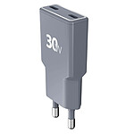 Force Power Chargeur 2x USB-C 30W Power Delivery Ultra GaN Rapide Gris