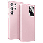 Avizar Étui pour Galaxy S26 Ultra avec Fenêtre Smart View et Porte-carte Rose