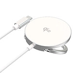 Force Power Chargeur sans Fil Magnétique 15W Qi2 MagSafe Retractable + Chargeur USB-C Blanc