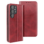 Avizar Étui Folio Portefeuille pour Galaxy S26 Ultra Effet Cuir avec Support Vidéo Rouge