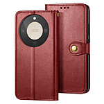 Avizar Étui Folio Portefeuille pour Honor Magic 8 Lite avec Dragonne et Porte-cartes Rouge