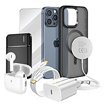 Mayaxess Pack Elite pour iPhone 15 Pro Max Coque, Verre, Chargeur, Batterie Externe, Magsafe, Écouteurs Bluetooth (7 pièces) Noir