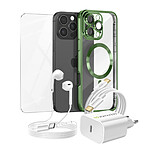 Mayaxess Pack Essentiel pour iPhone 16 Pro Max Coque, Verre, Chargeur, Écouteurs (5 pièces) Vert