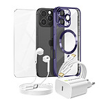Mayaxess Pack Essentiel pour iPhone 16 Pro Max Coque, Verre, Chargeur, Écouteurs (5 pièces) Violet