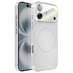 Avizar Coque MagSafe pour iPhone 16 Rigide avec Verre Protection Caméra Argent