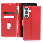 Avizar Étui Portefeuille pour Galaxy S26 Série Chesterfield Grainé Fonction Stand Rouge