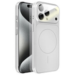 Avizar Coque MagSafe pour iPhone 15 Pro Rigide avec Verre Protection Caméra Argent
