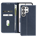 Avizar Étui Portefeuille pour Galaxy S26 Ultra Série Chesterfield Grainé Fonction Stand Bleu