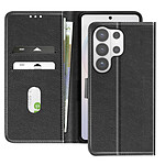 Avizar Étui Portefeuille pour Galaxy S26 Ultra Série Chesterfield Grainé Fonction Stand Noir