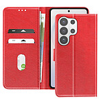 Avizar Étui Portefeuille pour Galaxy S26 Ultra Série Chesterfield Grainé Fonction Stand Rouge