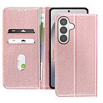 Avizar Étui Portefeuille pour Galaxy S26 Plus Série Chesterfield Grainé Fonction Stand Rose