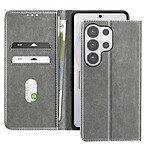 Avizar Étui Portefeuille pour Galaxy S26 Ultra Série Chesterfield Grainé Fonction Stand Gris