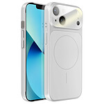 Avizar Coque pour iPhone 13 Compatible MagSafe Finition AG Glass Mate Argent
