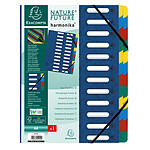 EXACOMPTA Trieur HARMONIKA à fenêtres et élastiques carte lustrée 24 comp. Bleu