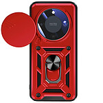 Mayaxess Coque pour Honor Magic 8 Lite avec Cache Caméra Coulissante et Bague Magnétique Rouge