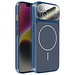 Avizar Coque pour iPhone 14 Compatible MagSafe Finition AG Glass Mate Bleu nuit