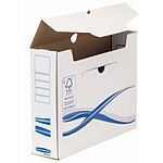 BANKERS BOX Boîte archives dos de 8cm BASIQUE, montage manuel, en carton blanc/bleu
