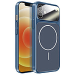 Avizar Coque pour iPhone 12 Compatible MagSafe Finition AG Glass Mate Bleu nuit