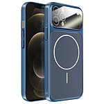 Avizar Coque pour iPhone 12 Pro Max Compatible MagSafe Finition AG Glass Mate Bleu nuit