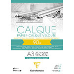 CLAIREFONTAINE Bloc calque supérieur encollé A3 50 feuilles 90/95g