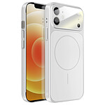 Avizar Coque pour iPhone 12 Compatible MagSafe Finition AG Glass Mate Argent