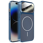 Avizar Coque pour iPhone 14 Pro Max Compatible MagSafe Finition AG Glass Mate Bleu nuit