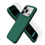 Evetane Coque iPhone 17 Pro Silicone liquide Verte + 2 Vitres en Verre trempé Protection écran Antichocs