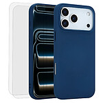 Evetane Coque iPhone 17 Pro Silicone liquide Bleue + 2 Vitres en Verre trempé Protection écran Antichocs