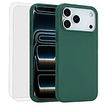 Evetane Coque iPhone 17 Pro Max Silicone liquide Verte + 2 Vitres en Verre trempé Protection écran Antichocs