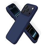 Evetane Coque iPhone 17 Pro Max Silicone liquide Bleue + 2 Vitres en Verre trempé Protection écran Antichocs