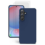 Evetane Coque Samsung Galaxy S24 FE Silicone Liquide Bleue + 2 Vitres en Verre Trempé Protection écran