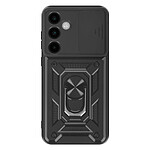 Mayaxess Coque pour Galaxy S25 FE avec Cache Caméra Coulissante et Bague Magnétique Noir